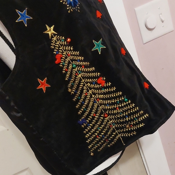 Dressbarn Festive Christmas Theme Black Ugly Vest Colorful Embroidery Size XL - Picture 8 of 10